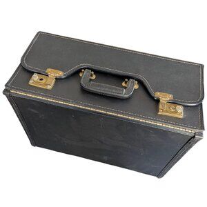 Vintage Faux Leather Banker's Box - Double Hinged Briefcase